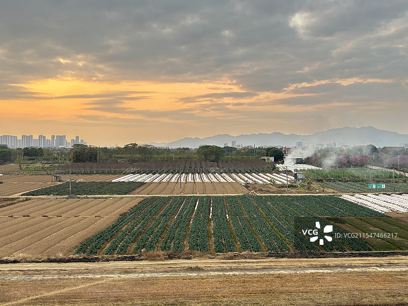 北江日落图片素材