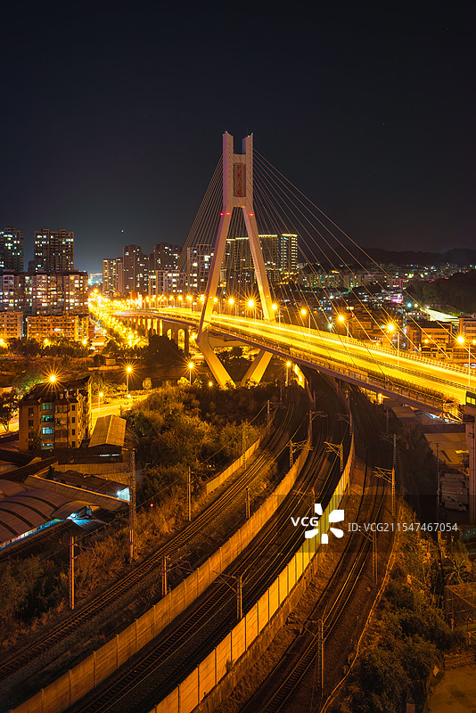 龙岩市新罗区龙岩大桥夜景风光图片素材