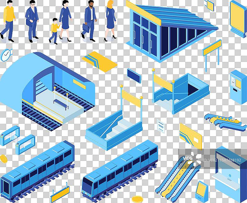 地铁元素背景套件图片素材