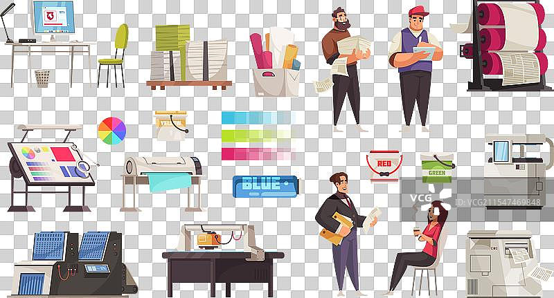 印刷厂设备套件图片素材