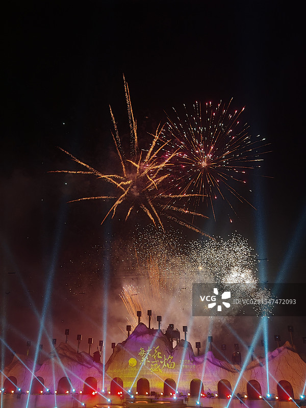 正月初三花博汇的烟火表演图片素材