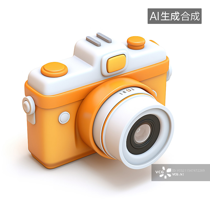 【AI数字艺术】3点渲染活力橙趣相机图片素材