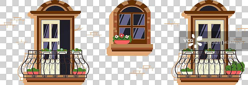 阳台门窗逼真效果图片素材