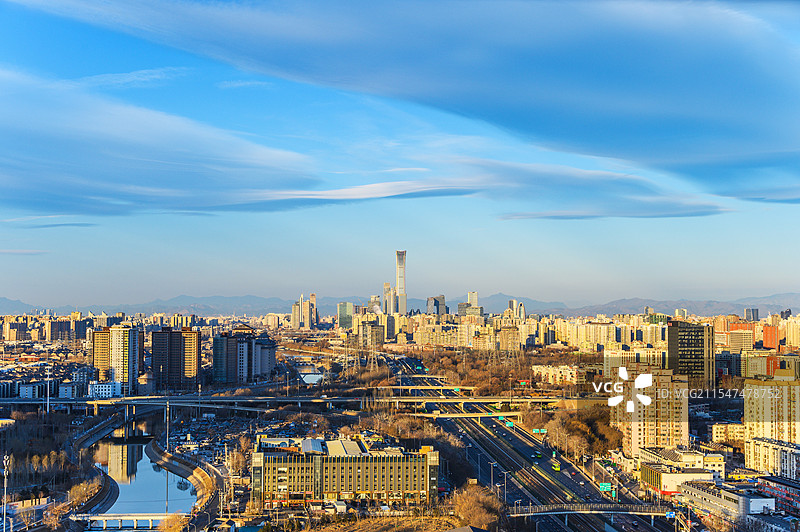 北京国贸CBD城市天际线建筑群全景图片素材