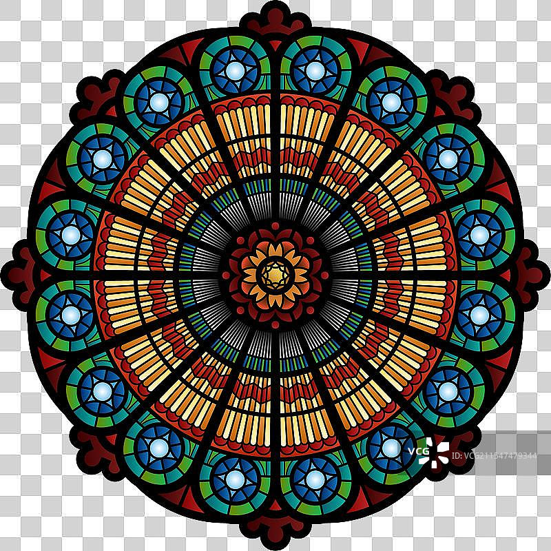 圆形大教堂窗户马赛克套件图片素材