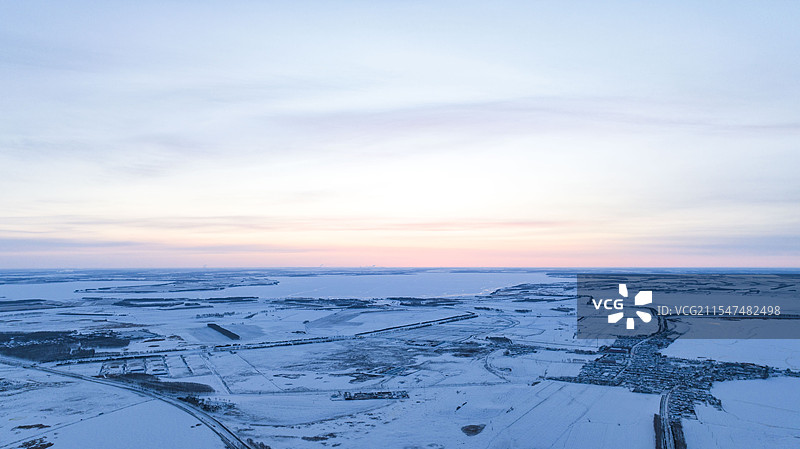 冬天的黑龙江大庆连环湖图片素材