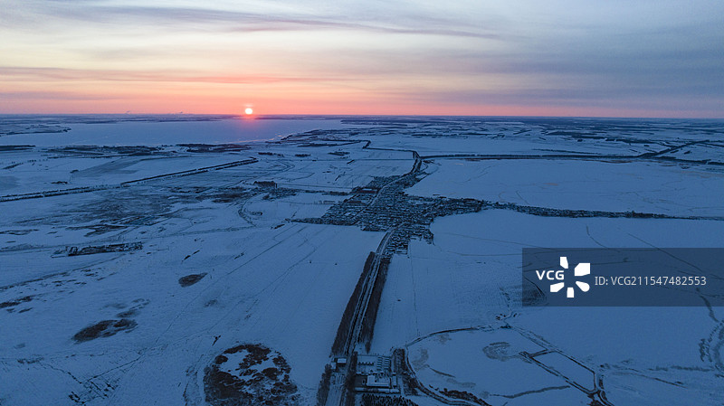 冬天的黑龙江大庆连环湖图片素材