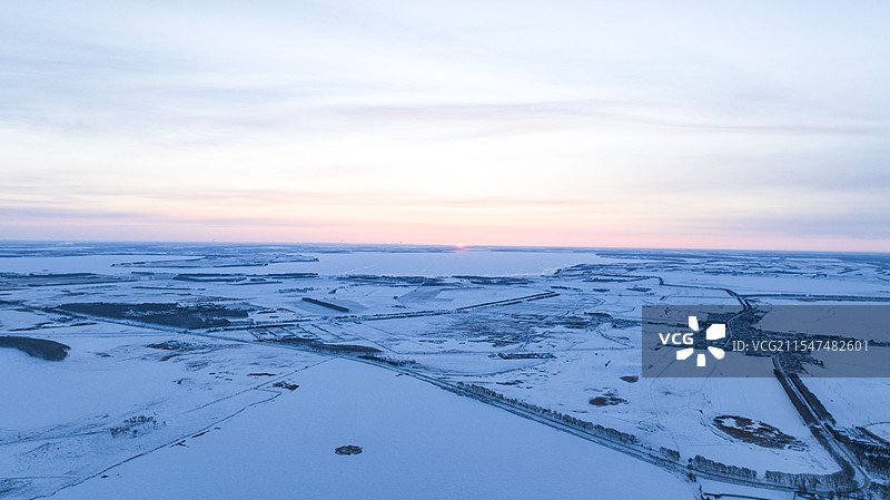 冬天的黑龙江大庆连环湖图片素材
