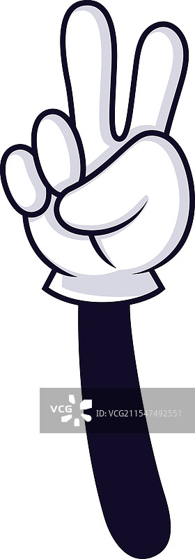 卡通手举起两个手指做出和平手势图片素材