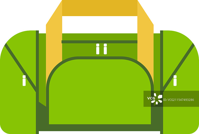 绿色和黄色的运动包，带有拉链侧袋图片素材