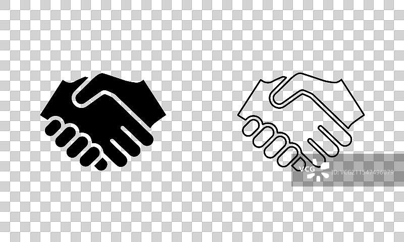 握手图标集及轮廓在白色背景上图片素材