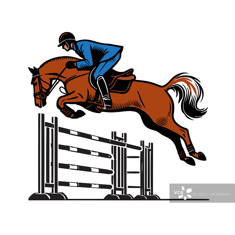 骑马者在跳跃的马背上图片素材