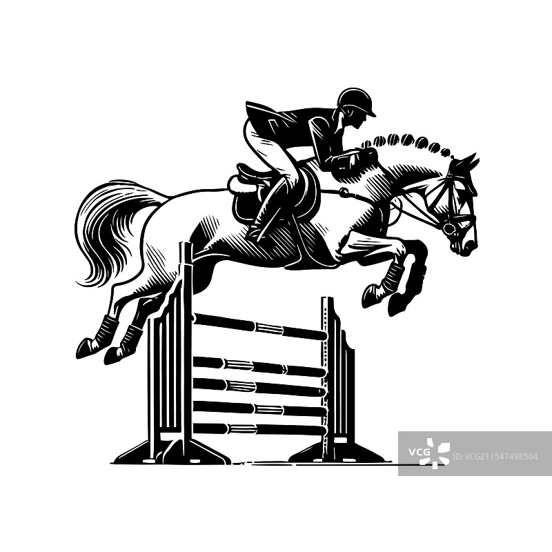 骑马者在跳跃的马背上图片素材