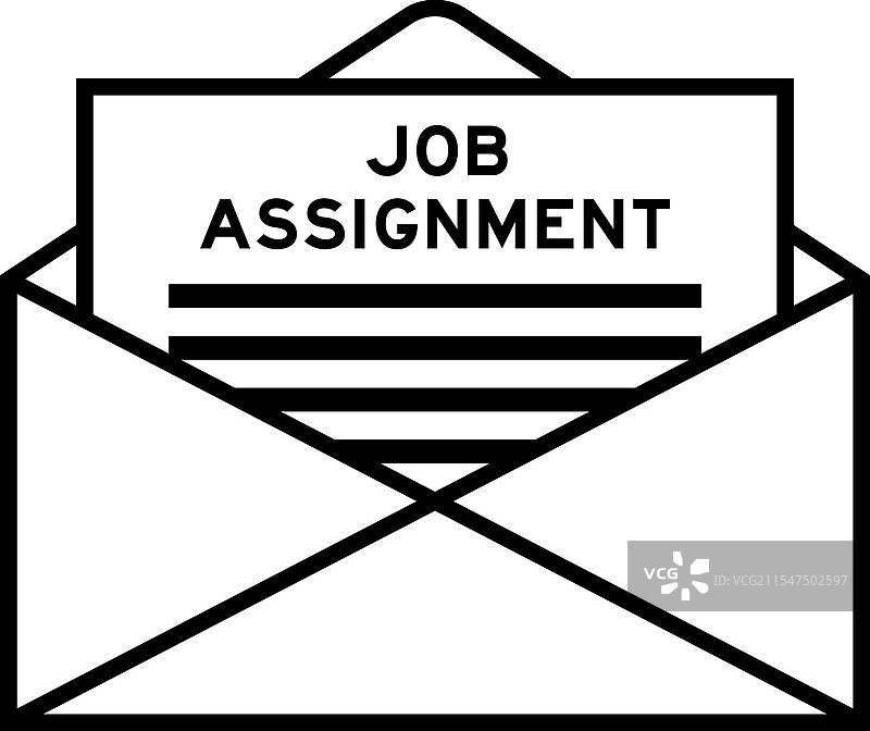 信封和信件标志，上面写着“工作分配”图片素材