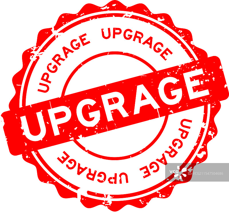复古红色升级字样圆形橡胶印章图片素材