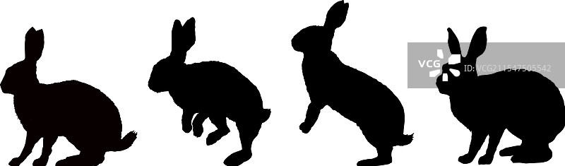 兔子剪影集合图片素材