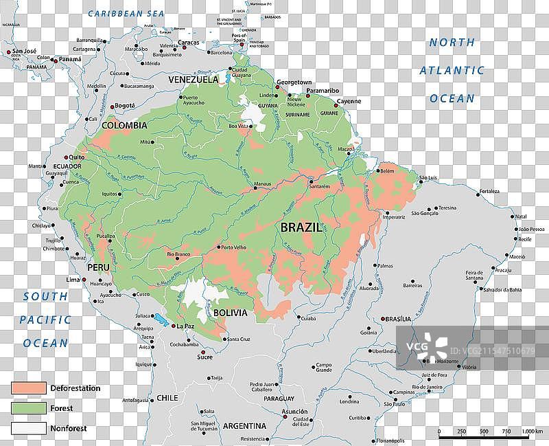 亚马逊雨林状况地图图片素材