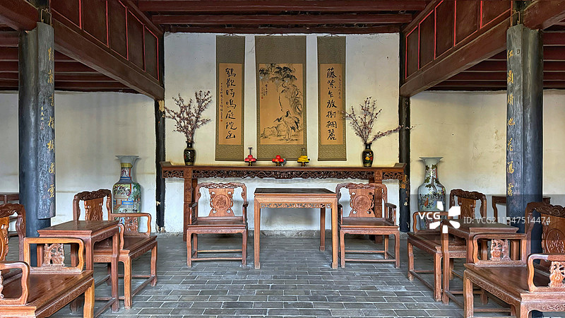 中国清代大户人家客厅图片素材