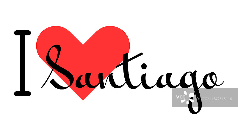 我爱智利圣地亚哥城市手绘字母图片素材