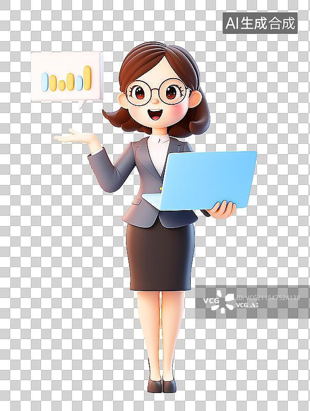【AI数字艺术】3D免抠元素金融办公人物正装女士图片素材