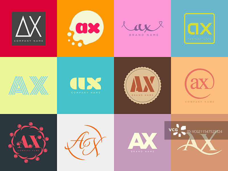 AX公司标志模板，字母A和X的标识设计图片素材