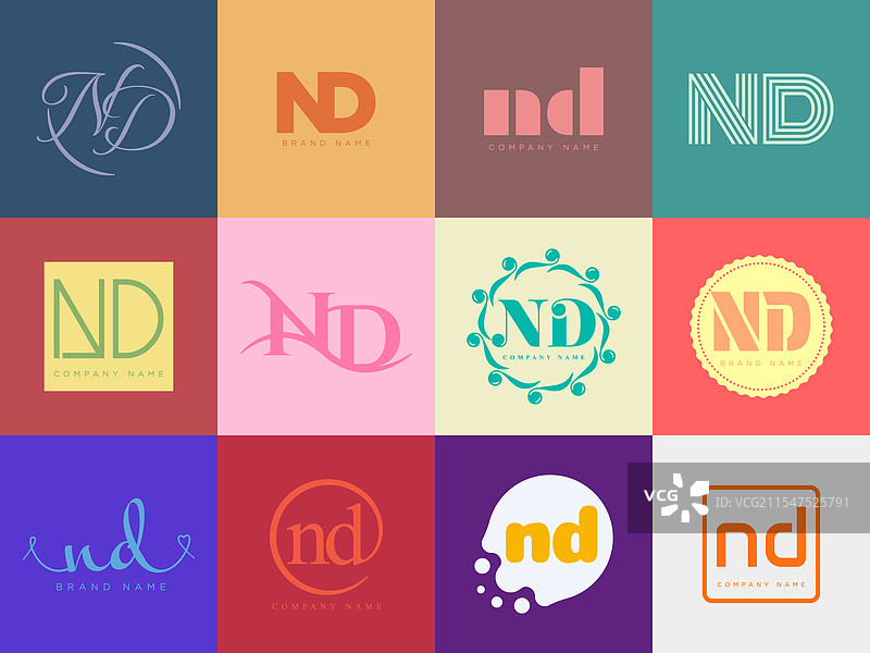 字母n和d的公司标志模板设计图片素材