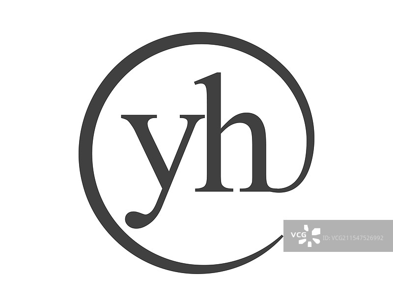 带有圆形的两个字母yh的标志电子邮件图片素材