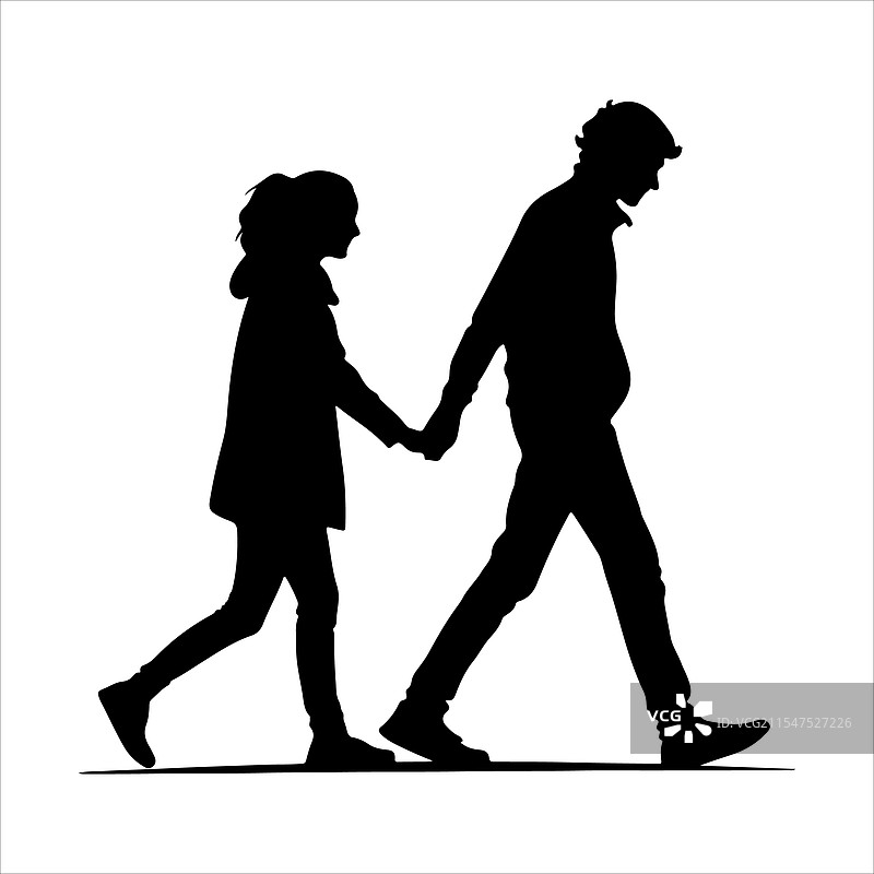 手牵手的剪影图片素材