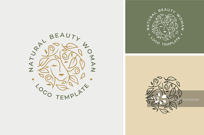 花卉叶子自然有机美容女性标志图片素材