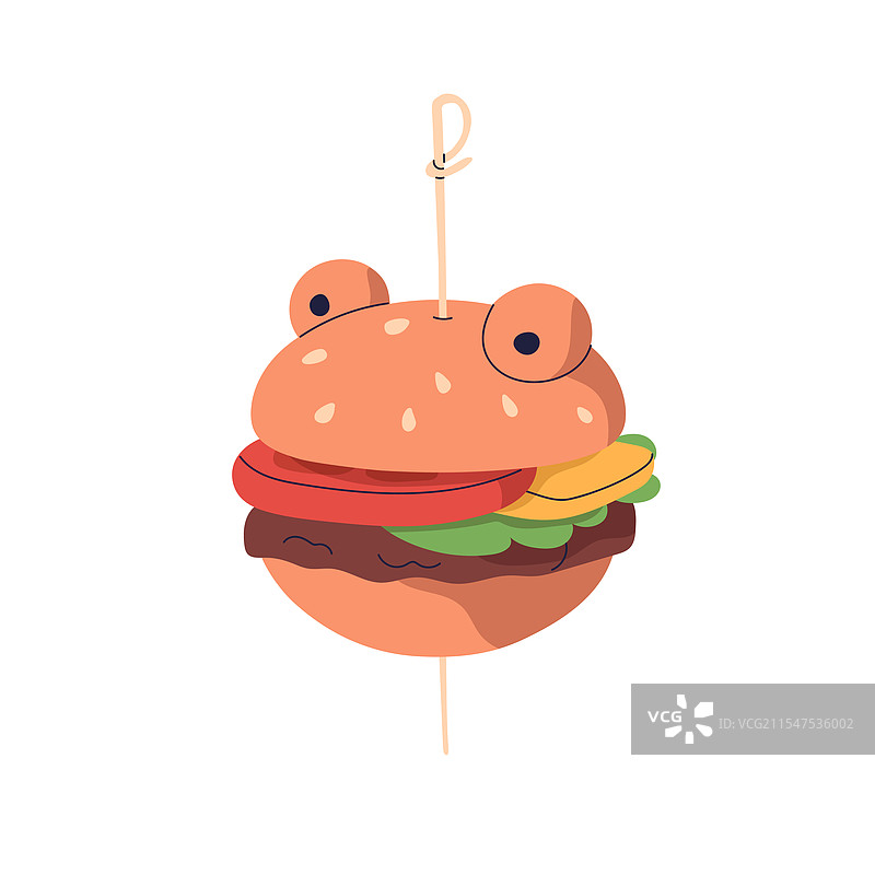 迷你汉堡搞笑手指食物可爱青蛙形状图片素材