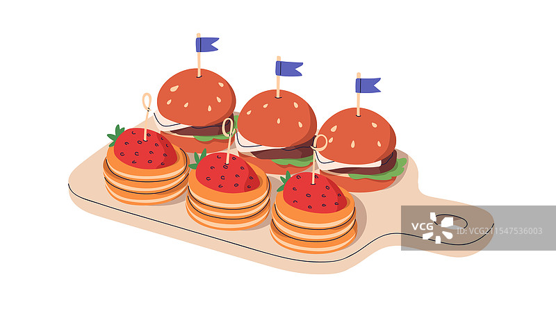 迷你汉堡和小甜点的开胃小吃拼盘图片素材