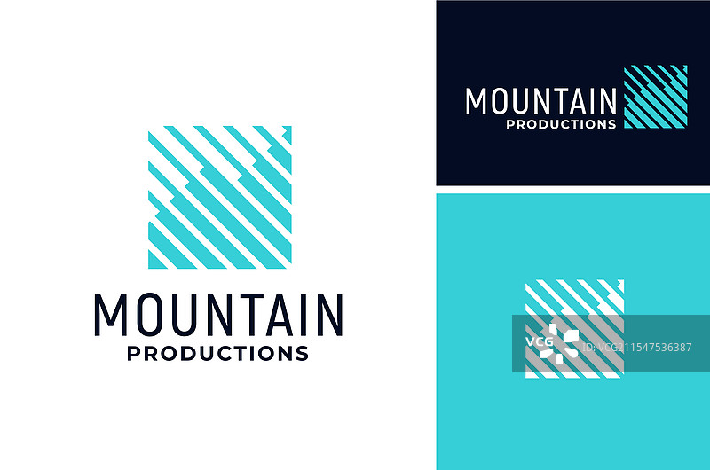 方形条纹山峰顶山脉标志图片素材