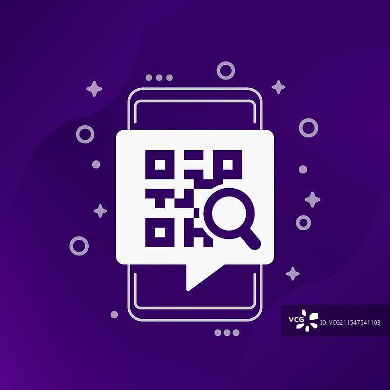 带智能手机的二维码搜索图标图片素材