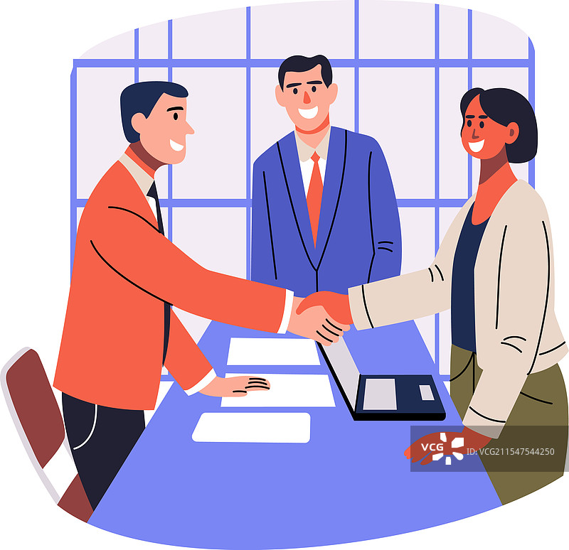 与客户达成交易的平面图图片素材