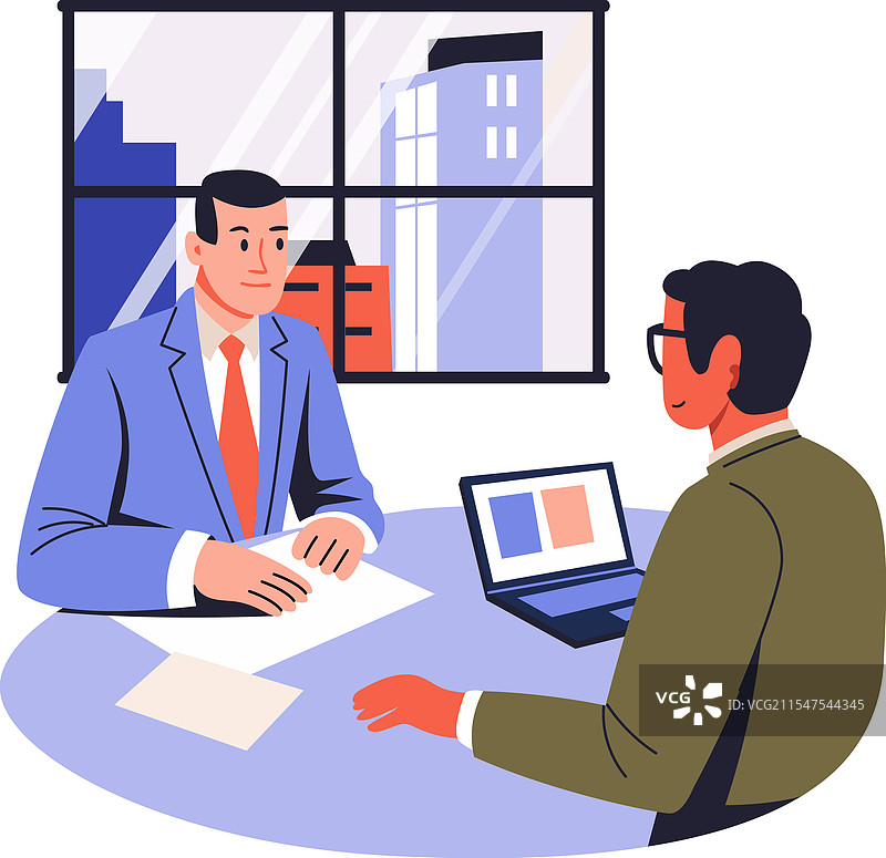 扁平风格描绘客户会议图片素材