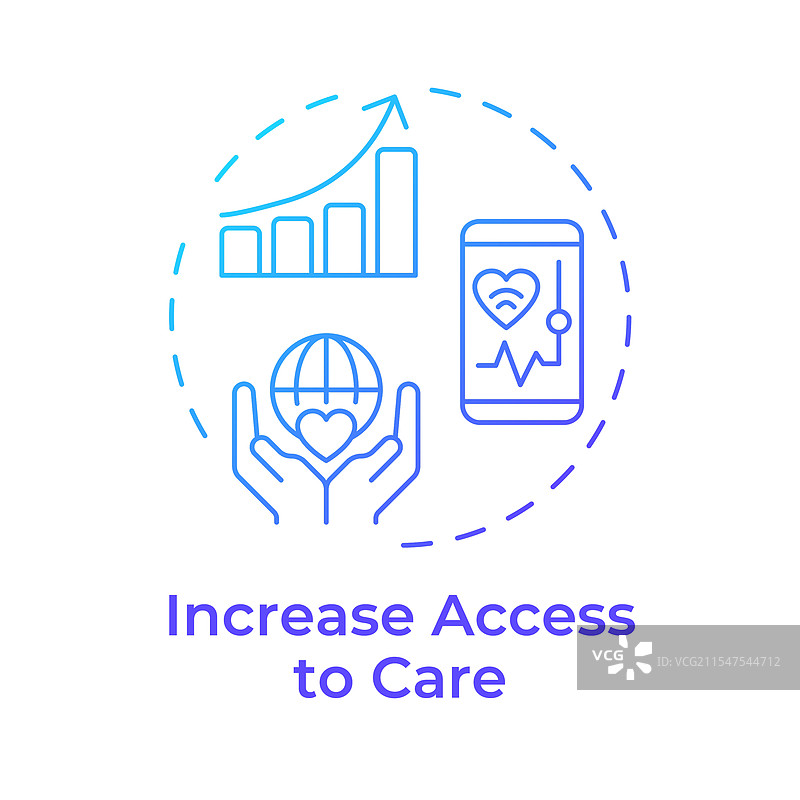 增加医疗服务可及性蓝色渐变概念图标图片素材