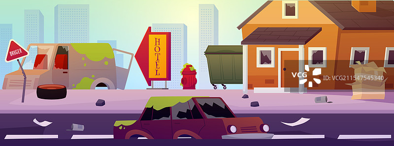 被毁坏的废弃城市的图像图片素材