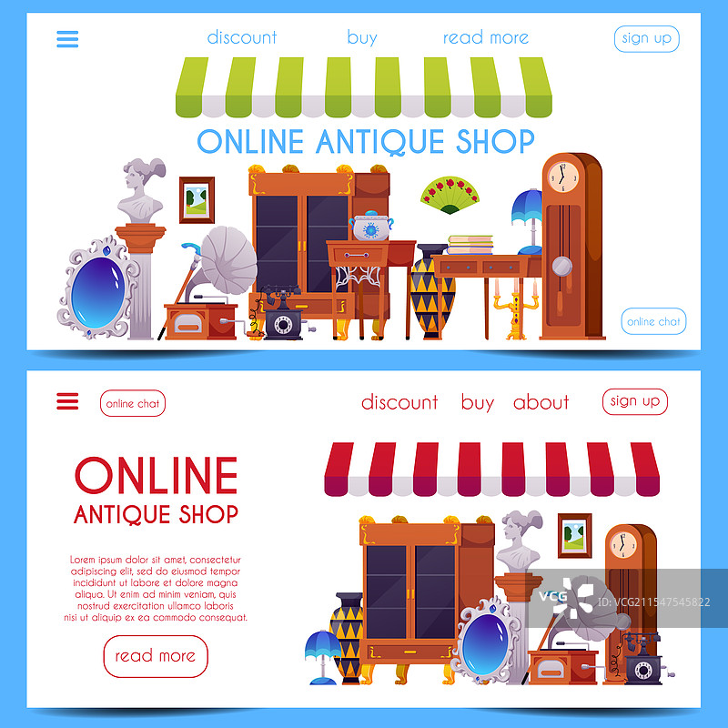 购买复古家具、餐具、镜子等图片素材