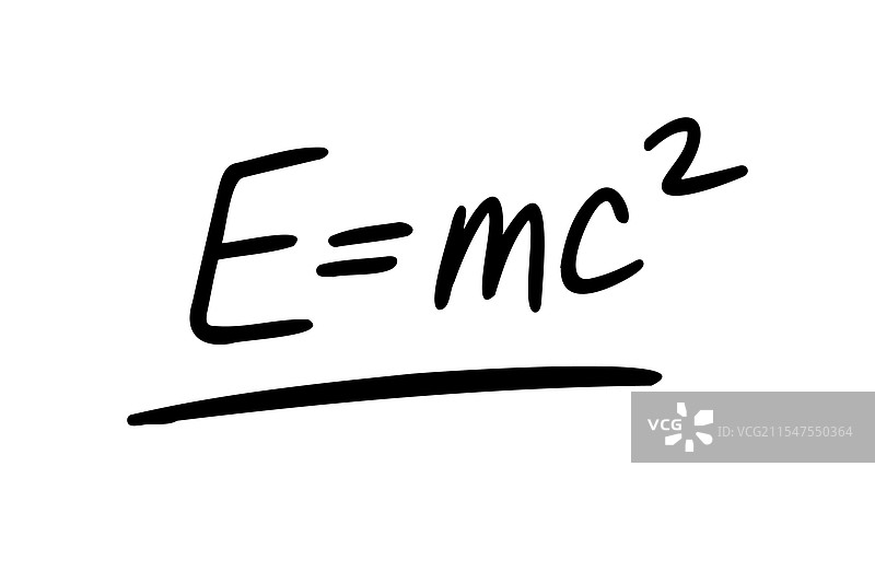 爱因斯坦的质能方程 E=mc² 手绘物理公式图片素材