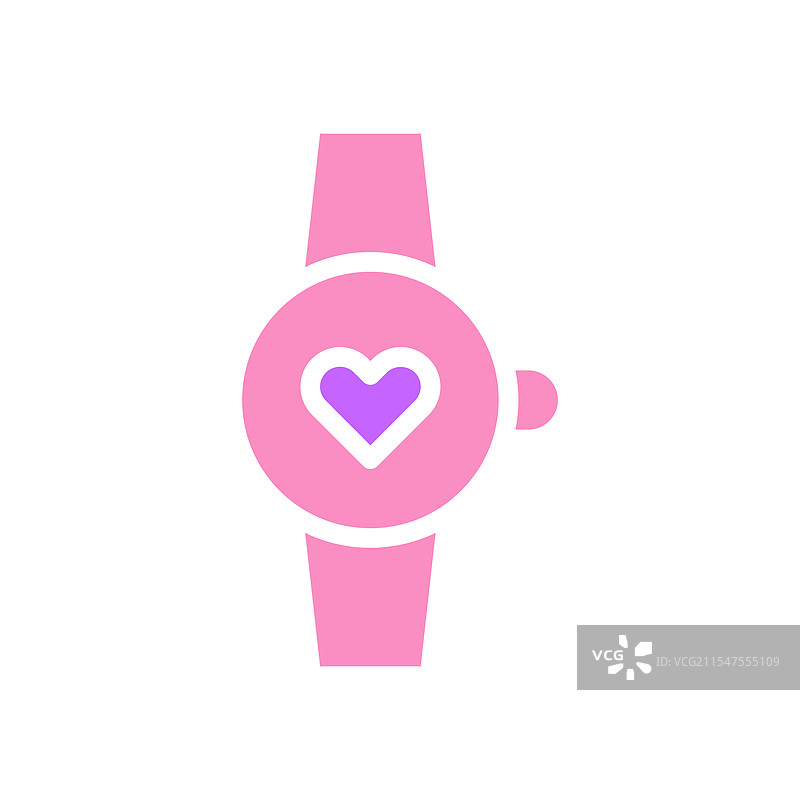 心形智能手表图标，象征着爱与时间图片素材
