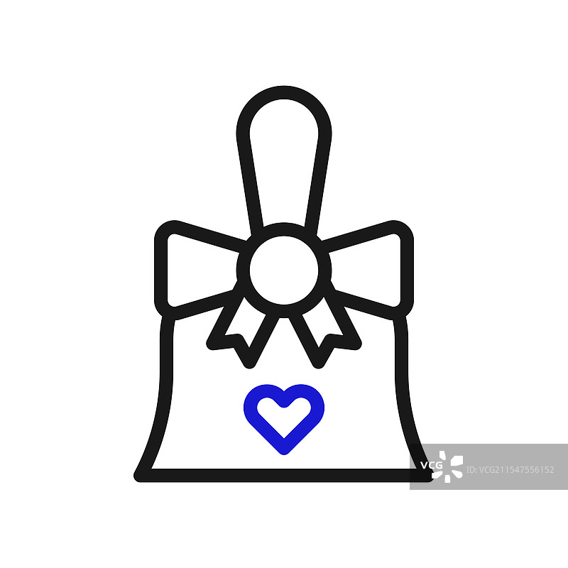 简单的铃铛图标与心形，表达爱的概念图片素材