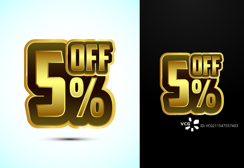 金色5%折扣标签贴纸特价图片素材