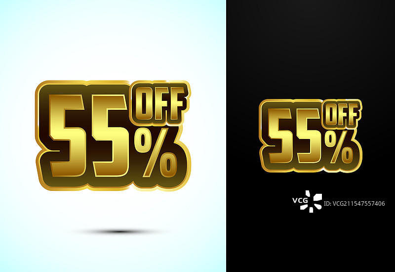 金色55%折扣标签贴纸图片素材