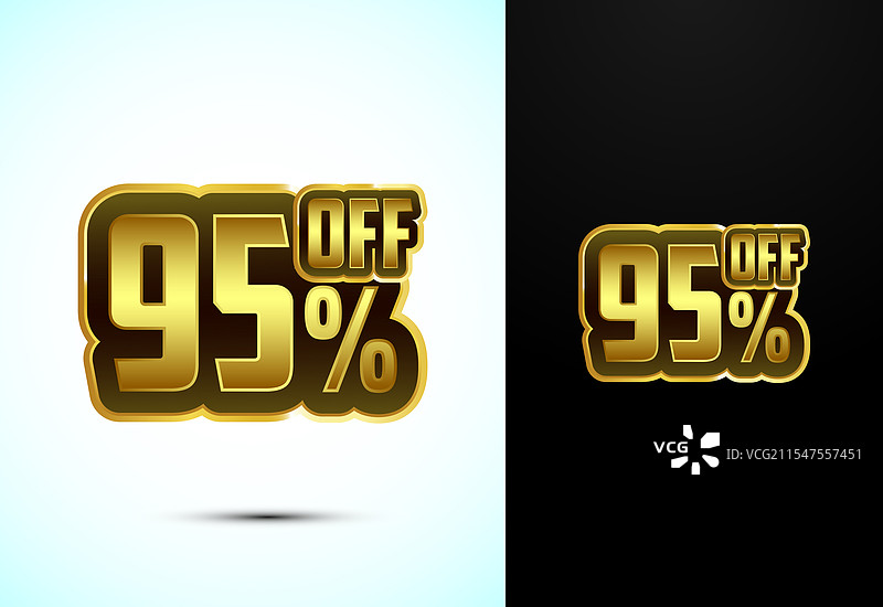 金色95%折扣标签贴纸图片素材