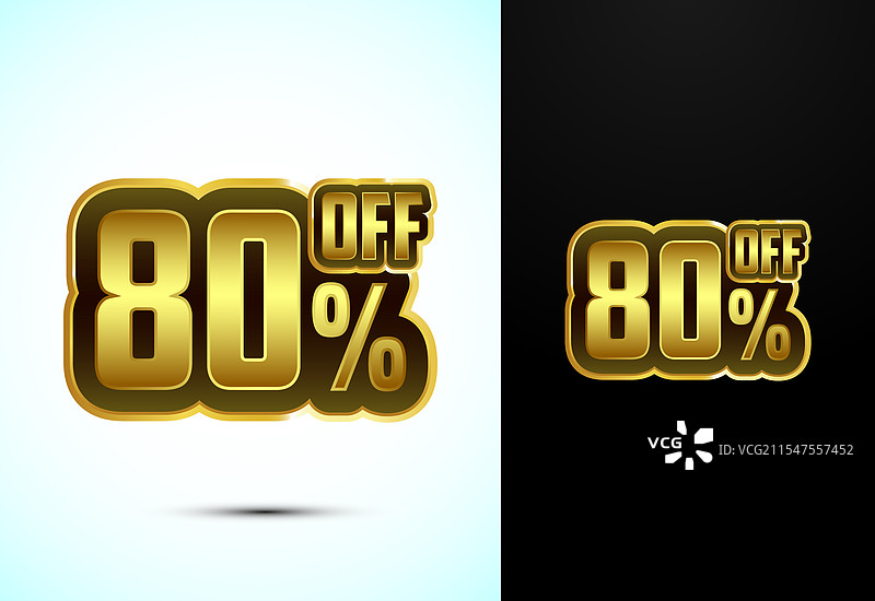金色80%折扣标签贴纸图片素材