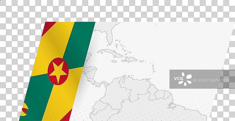 现代风格的格林纳达地图，带有格林纳达国旗图片素材