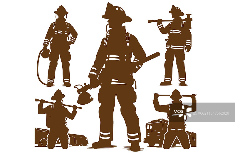消防员团队剪影姿势免费图片素材