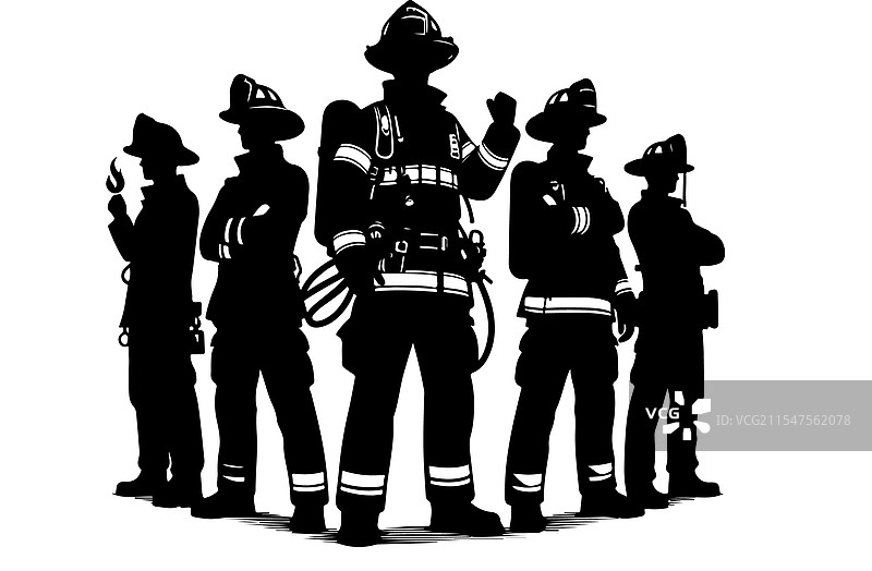 消防员团队剪影姿势免费图片素材