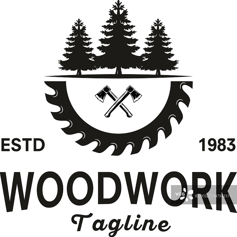 木材和树木切割用圆锯片标志图片素材