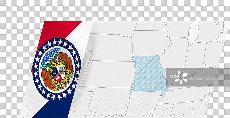 现代风格的密苏里州地图，带有州旗图片素材